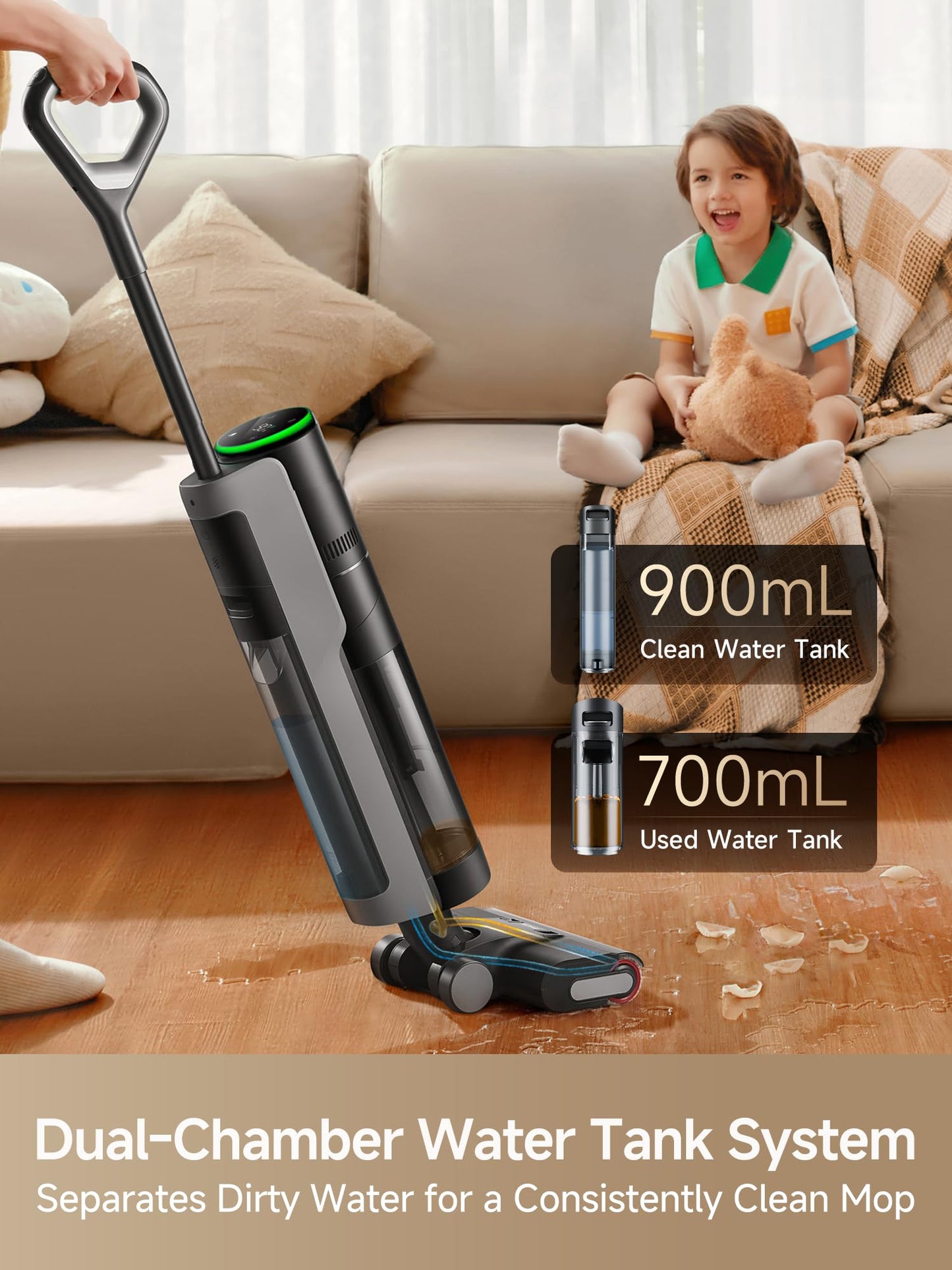 DREAME H12 Pro Wet Dry Vacuum Cleaner, Smart Floor Cleaner Cordless Vacuum and Mop for Hard Floors, One-Step Edge to Edge Cleaning with Hot Air Drying