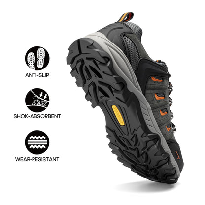 NORTIV 8 Men's Waterproof Hiking Shoes Outdoor Trailing Trekking Camping Walking Shoe Quest,Size 10,Black/Dark/Grey/Orange,Quest-1