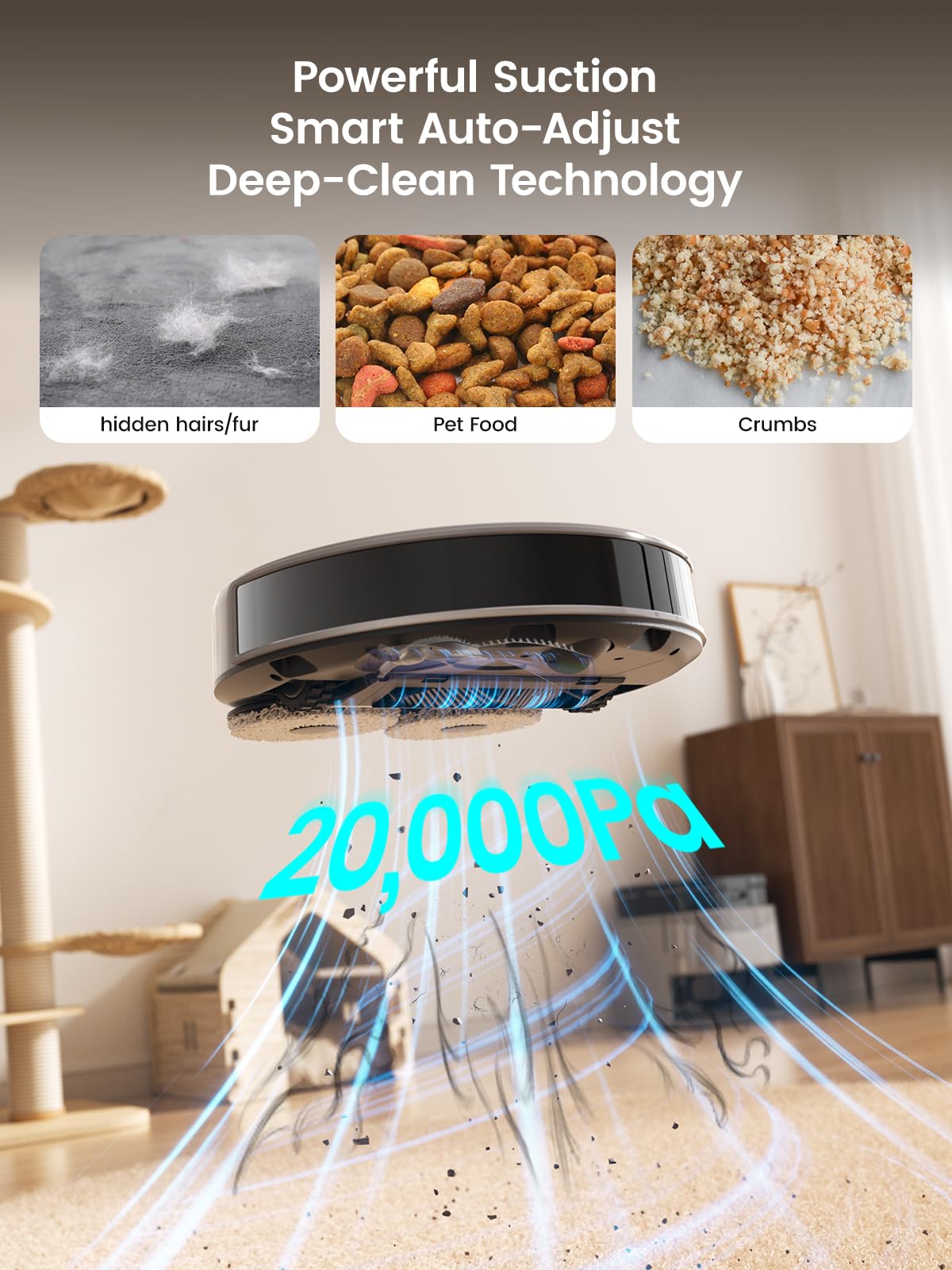 Lefant M3 Max Robot Vacuum and Mop, 20000Pa Suction, 90-Day Self-Emptying, Obstacle Avoidance, Auto Mop Washing&Drying, All-in-One for Pet Hair Carpet, 5G WiFi