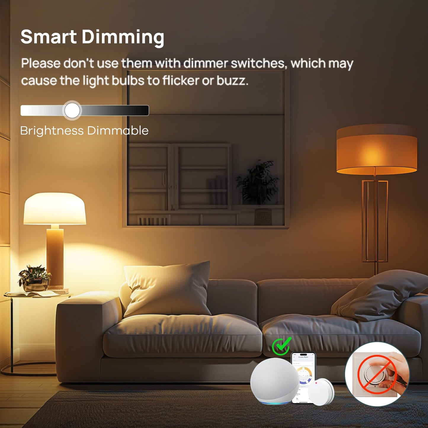 Linkind Matter Smart Light Bulb, Smart Bulbs Work with Apple Home/Siri/Alexa/Google Home, RGBTW Color Changing Bulbs Music Sync, A19 E26 60W 800LM, 2.4Ghz WiFi Only, 2 Pack