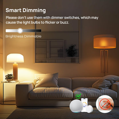 Linkind Matter Smart Light Bulb, Smart Bulbs Work with Apple Home/Siri/Alexa/Google Home, RGBTW Color Changing Bulbs Music Sync, A19 E26 60W 800LM, 2.4Ghz WiFi Only, 2 Pack