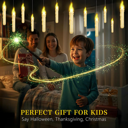 Halloween Decorations, 12PCS Floating Candles with Magic Wand Remote, Battery Operated Flameless LED Candles Halloween Decor for Halloween Spooky Theme Indoor Outdoor Décoration, Warm Light