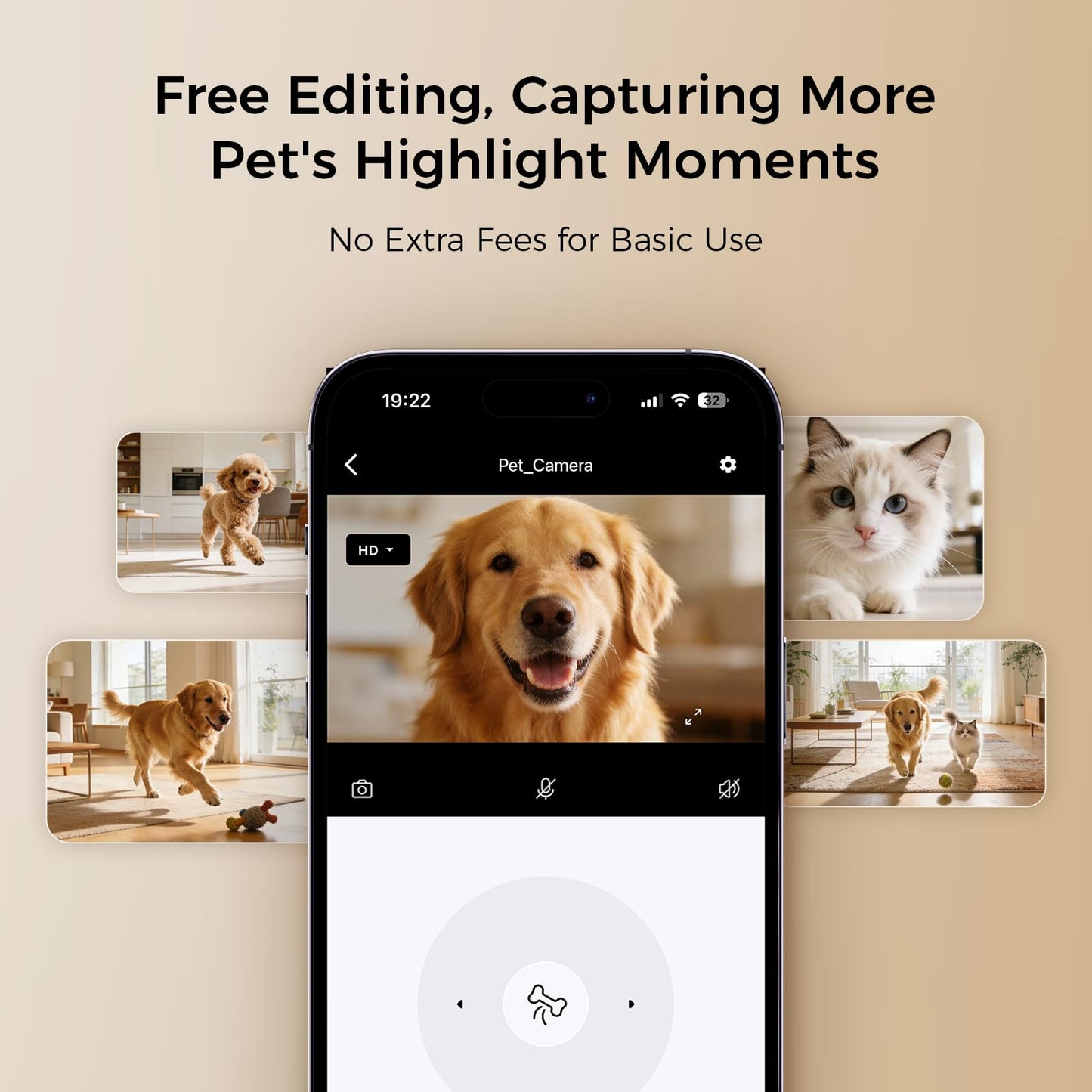 Robot M3 3K Pet Camera Treat Dispenser with 32ft Remote Tossing for Dogs & Cats – Reduces Separation Anxiety, 360° View, Indoor Security Camera with Phone App, Barking Alerts, No Subscription, 5G WiFi