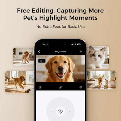 Robot M3 3K Pet Camera Treat Dispenser with 32ft Remote Tossing for Dogs & Cats – Reduces Separation Anxiety, 360° View, Indoor Security Camera with Phone App, Barking Alerts, No Subscription, 5G WiFi