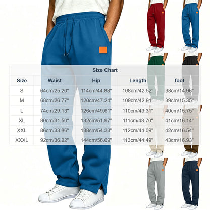 Sweatpants Men Sweatpants for Men Straight Leg Joggers Side Slits Loose Fit Sweat Pants Drawstring Waist Athletic Lounge Bottoms Mens Lounge Pants with Pockets Blue,XL