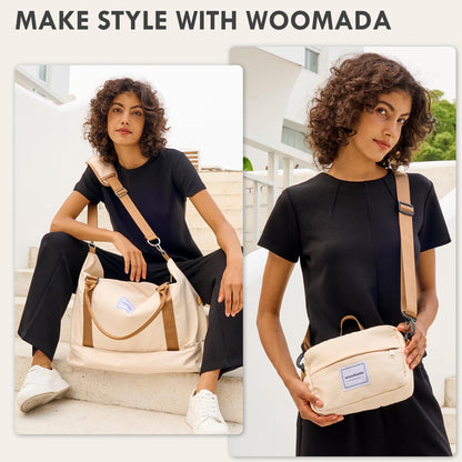 WOOMADA Weekender Overnight Bag for Women, Shoulder Travel Duffel with Shoes Compartment,Gym Bag with Toiletry Bag(Black Leopard)