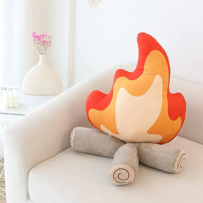 Funny Campfire Plush Pillow, Soft Simulation Bonfire Stuffed Plushies Fake Fire Firewood Plush Pillow for Outdoor Camping Room Decor Pleasantly Surprised Gift