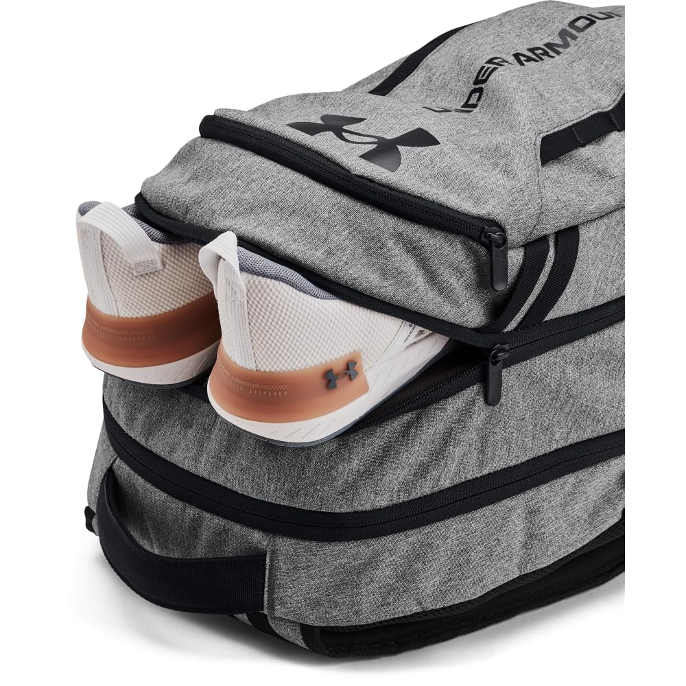 Under Armour Unisex-Adult Hustle 6.0 Backpack , (026) Castlerock Full Heather / Black / Black , One Size Fits Most