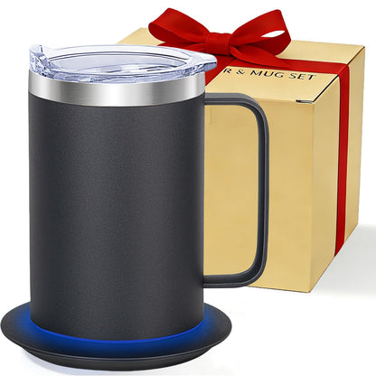 Zhenglu Coffee Warmer Mug Set for Desk, Self Heating Coffee Cup(Black-14oz)