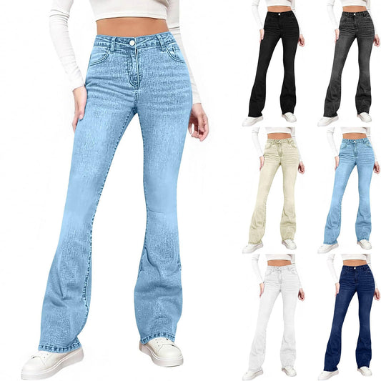 Lounge Pants for Women Jeans for Women Summer Casual Flare Denim Pants with Pockets High Waist Vintage Trousers Fashion Outdoor Street Pant Light Blue S