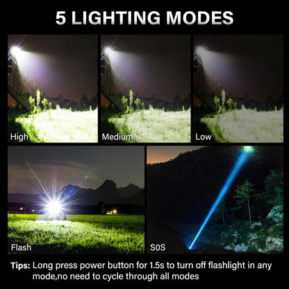 AKNEAR Rechargeable LED Flashlight 99000 High Lumens Super Bright (1 Pack)