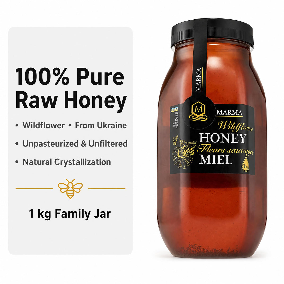 HONIGMA Marma Wildflower Honey, 1000g/35.2oz
