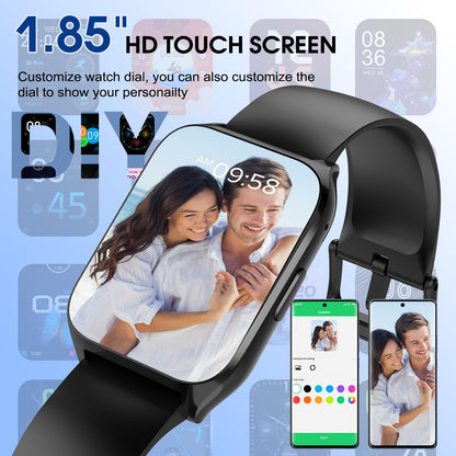 Smart Watch for Men Women Fitness & Outdoors 1.85" Call IP68 30Day Tracker