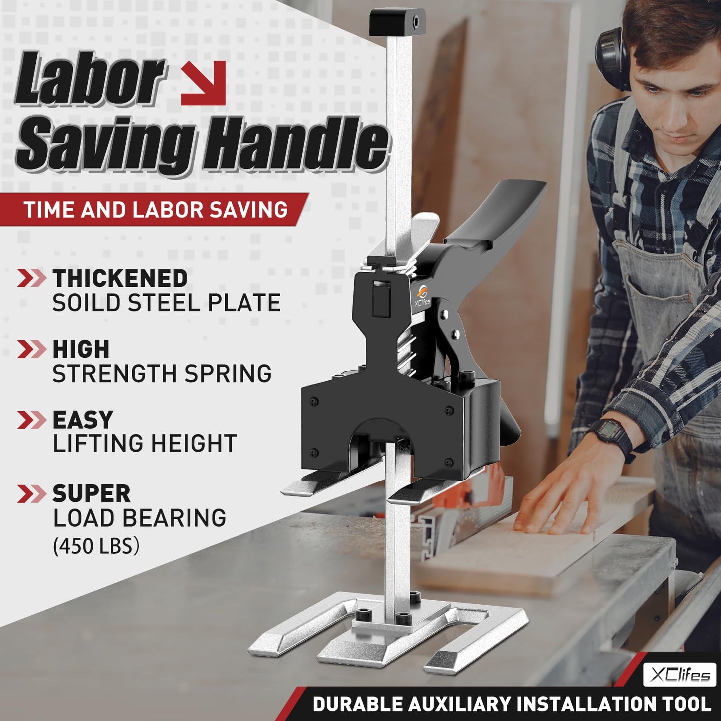 XClifes Labor Saving Arm Jack Handle 2 Pack, Construction Jack, Wall Tile Locator, Multi Function Height Adjustment Lifting Device, Door Panel Lifting Cabinet, Raised 6.69 in, Pair Dynamic Load 450 LB