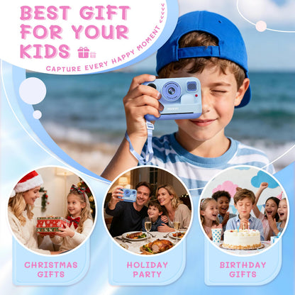 AWANFI Kids Camera Instant Print Toys, 48MP Digital Camera with 1080P Video, 32GB SD Card & 3 Rolls Printing Paper, Fun Instant Print Camera for Kids Ages 3-16, Perfect Christmas & Birthday Gift Blue