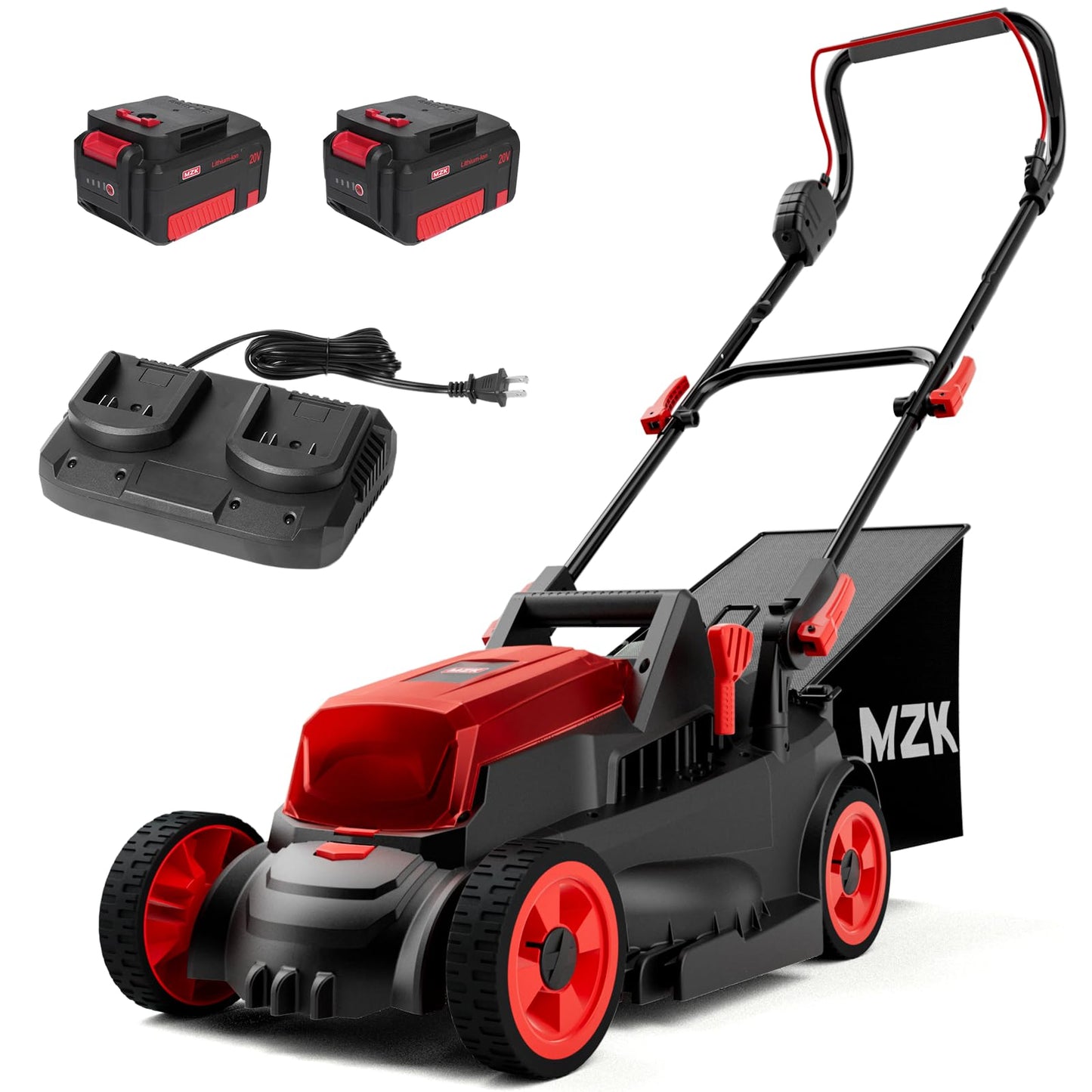 MZK 40V(2 x 20V) 13”Cordless Electric Lawn Mower,with 4-Position Height Adjustment,Compact and Lightweight Push Battery Powered Lawn Mower (LM13CA08)