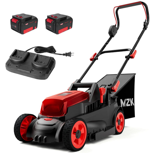 MZK 40V(2 x 20V) 13”Cordless Electric Lawn Mower,with 4-Position Height Adjustment,Compact and Lightweight Push Battery Powered Lawn Mower (LM13CA08)