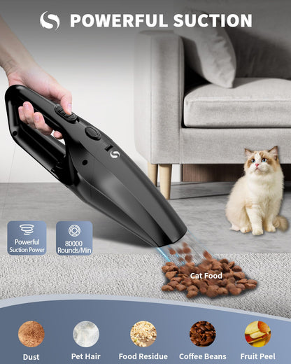 SERVOMASTER Handheld Vacuum Cordless Car Vacuum Cleaner Portable Mini Rechargeable with Powerful Suction and Lightweight Design for Quick Cleaning in Home Car Office and Pet Hair