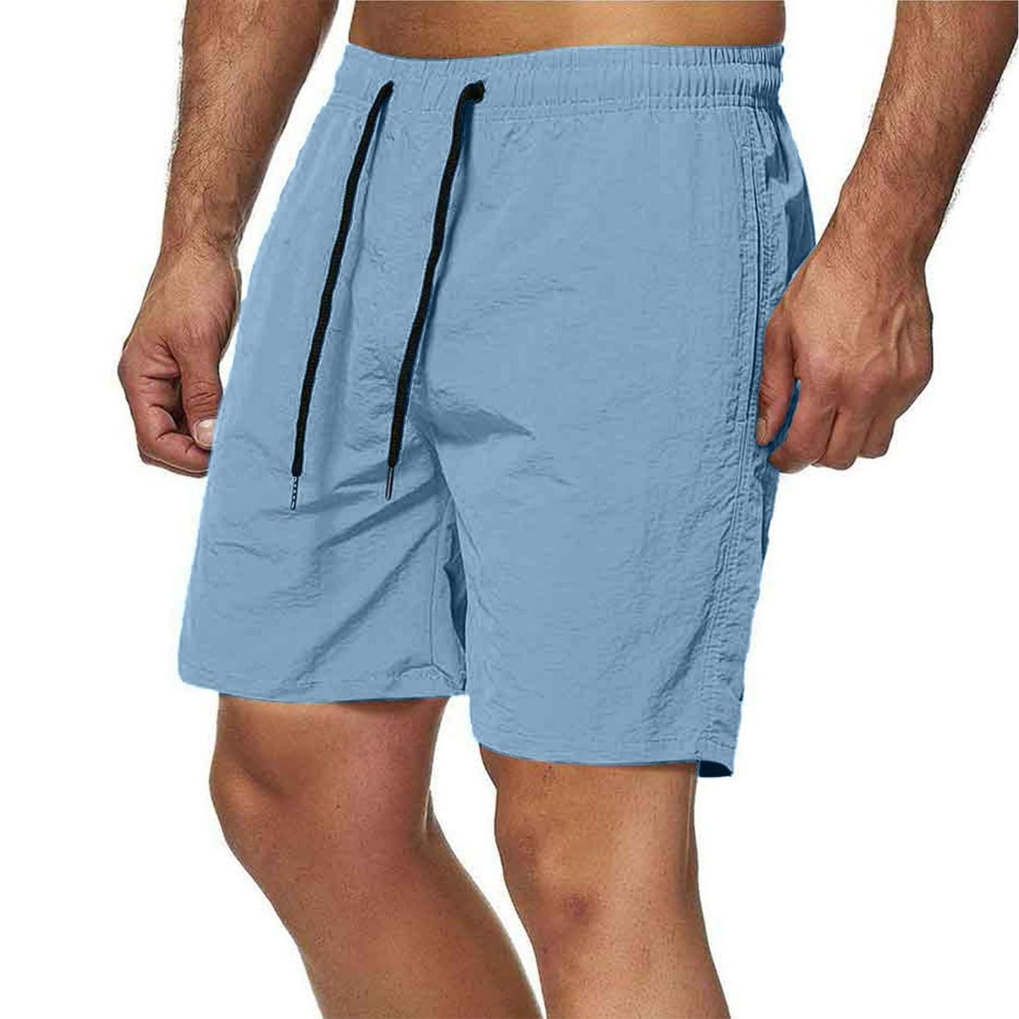 Gym Shorts Men Men's Shorts Summer Casual Loose Bottoms Fashion Quick Dry Drawstring Lightweight Breathable Outdoor Short Pants Light Blue M