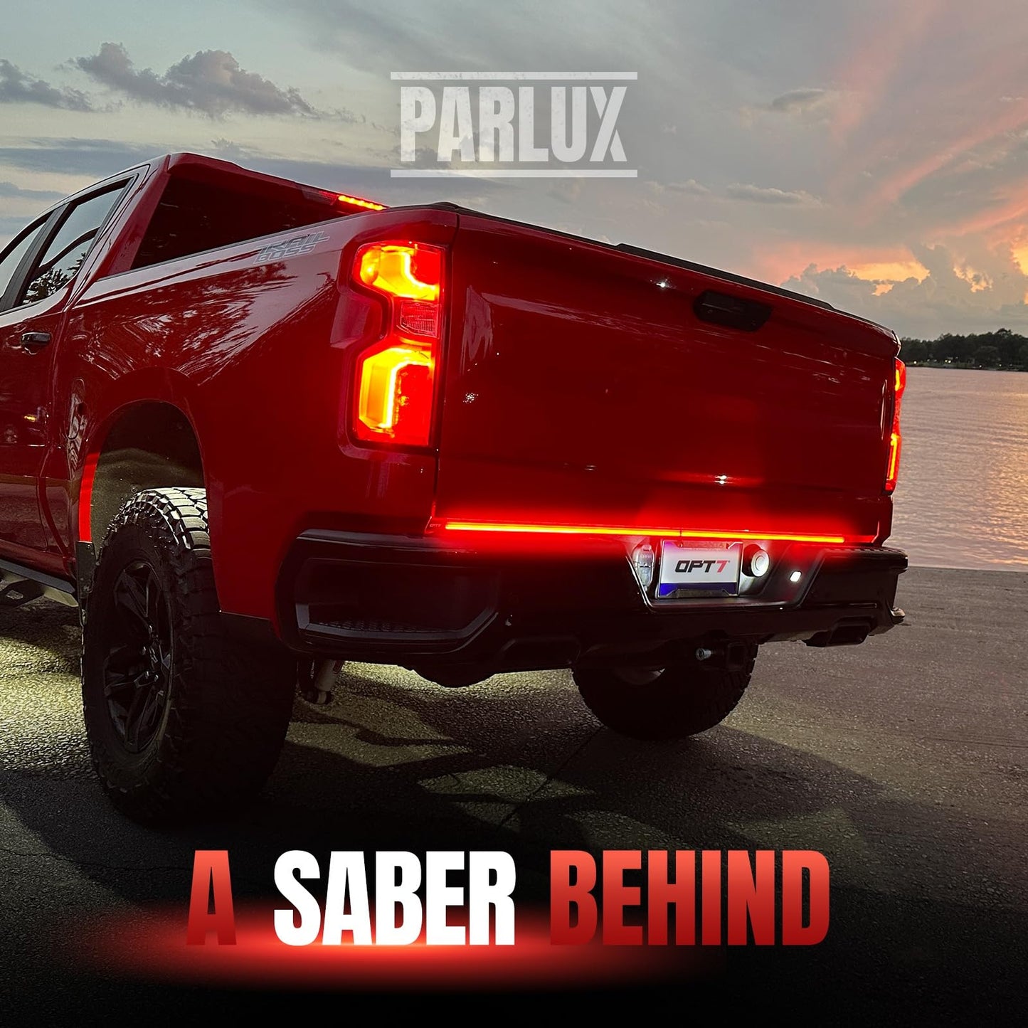 OPT7 48'' Redline Triple Row LED Tailgate Light Bar w/Sequential Red Turn Signal - Weatherproof Rigid Aluminum Frame Light Strip for Maverick Colorado - Full Function Reverse Brake Running