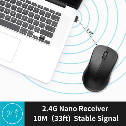 RAPOO 1680 Quiet 2.4GHz Wireless Mouse 1000 DPI 3 Buttons Optical Mouse