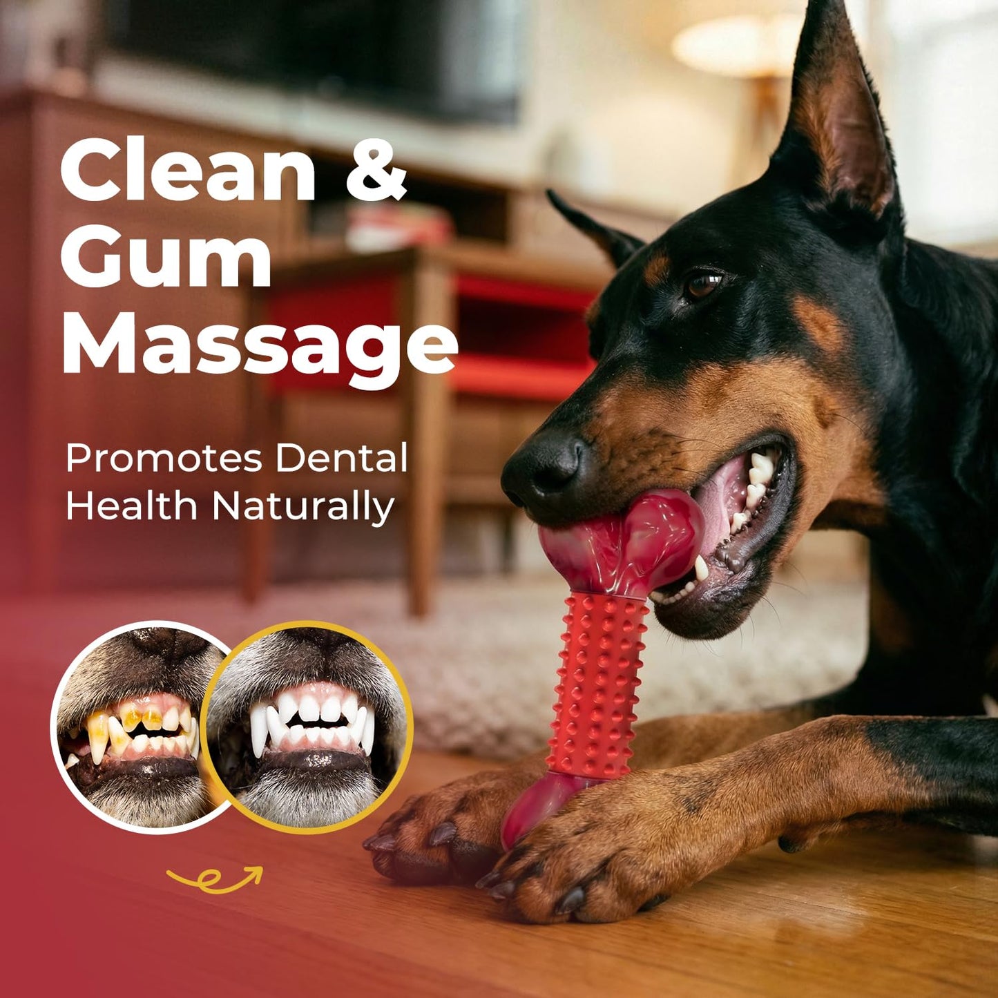 Apasiri Tough Dog Toys for Aggressive Chewers: Beef Flavored Long Lasting Dog Bones for Large Dogs, Indestructible Dog Chew Toys to Keep Them Busy, Large Dog Toys for Medium & Large Breed, Red