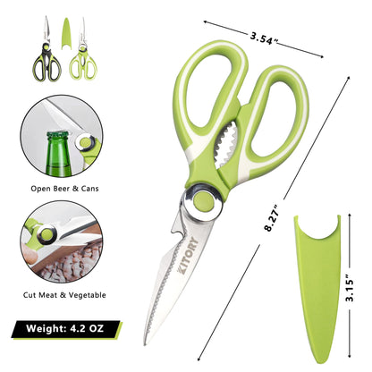 Kitory Kitchen Shears - Ultra Sharp Premium Scissors with Sheath - Heavy Duty Poultry Shears-Nut Cracker-Bottle Opener- Multi Purpose Scissors，2024 Gifts for Women and Men