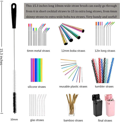 ALINK 11-Pack Bottle Cleaning Brush Set - Long Handle Bottle Cleaner for Washing Narrow Wine/Beer Bottles, Thermos, HydroFlask Tumbler, Sports Water Bottles, Kettle/Lid Brush, Straw Brush Black