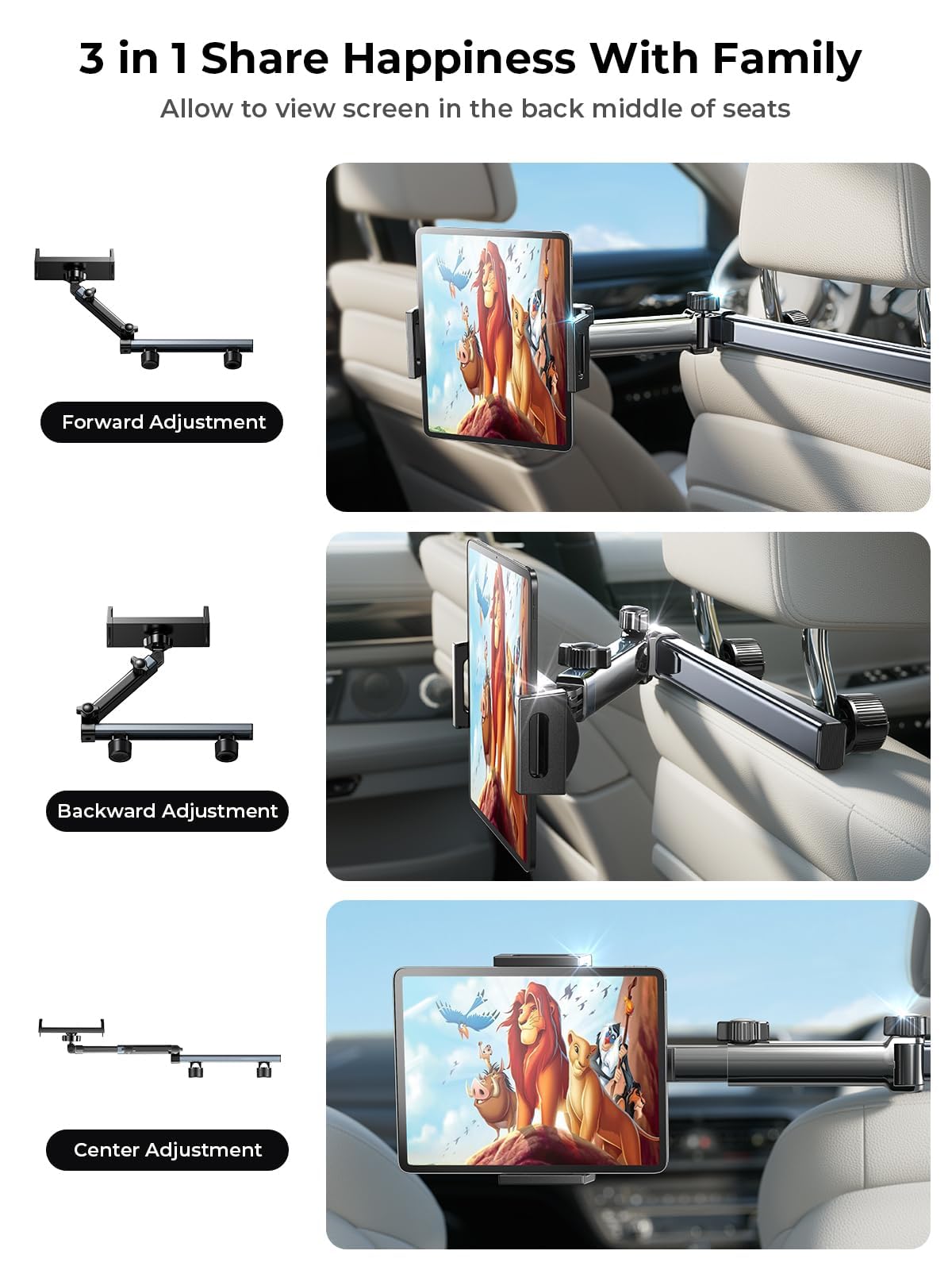 LISEN for iPad Tablet Holder for Car, iPad Holder Mount Back Seat for Car