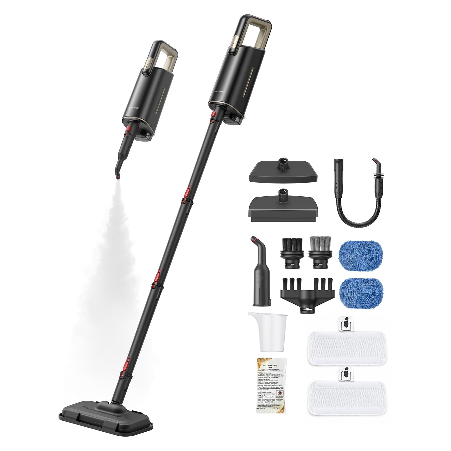 DREAME SH10 Steam Mop with Detachable Handheld Steamer, 13-in-1 Portable Steam Cleaner, 3.8 lbs Lightweight Body, 15sec Steam-Up, 212℉ Steam Cleaning, 350ml Water Tank, Safety System