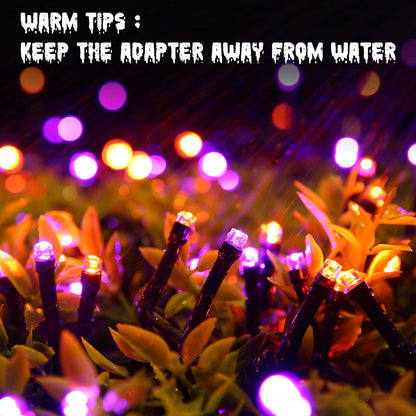 Orange and Purple Halloween Lights, 114ft 300 LED Halloween String Lights with 8 Modes, Waterproof Plug in Orange Purple Fairy Lights for Halloween Party, Garden, Indoor Outdoor Halloween Decor