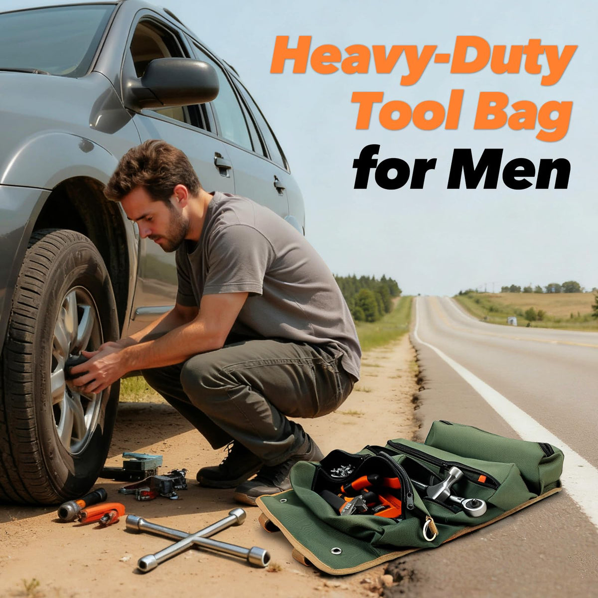 Gifts for Men Roll Up Tool Bag, Anniversary Birthday Gifts, Tools Storage