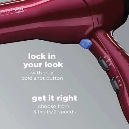 INFINITIPRO BY CONAIR 1875 Watt Salon Performance AC Motor Styling Tool/Hair Dryer, Burgundy Blow Dryer