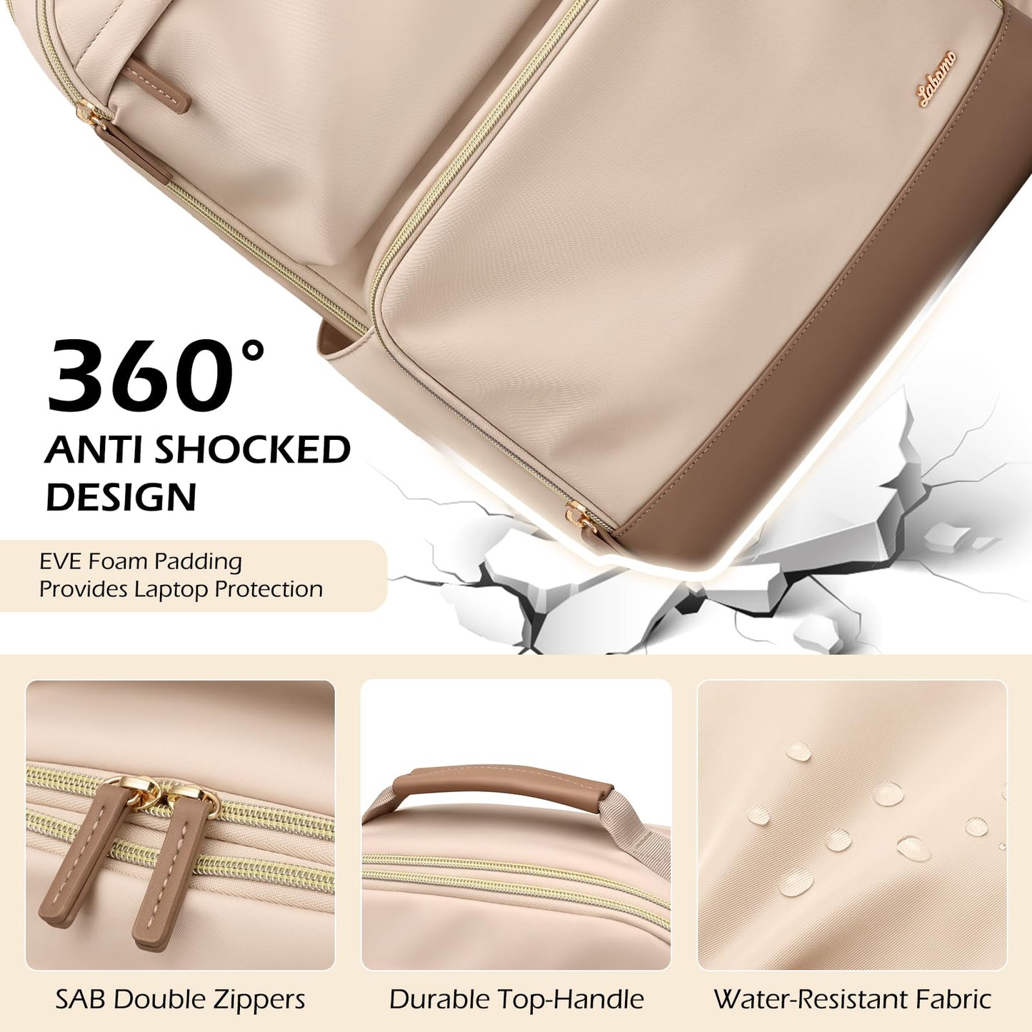 LABOMO Laptop Backpack for Women Men, Womens Work Backpacks with 16 Inch Laptop Compartment Waterproof Computer Bag Casual Backpack Purse for Work School Travel