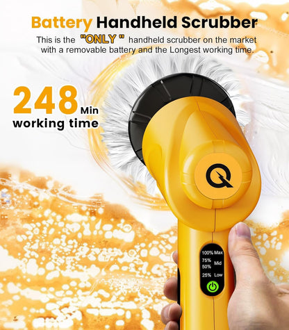 Qimedo Handheld Electric Spin Scrubber Q4 with 2 Removeable Batteries
