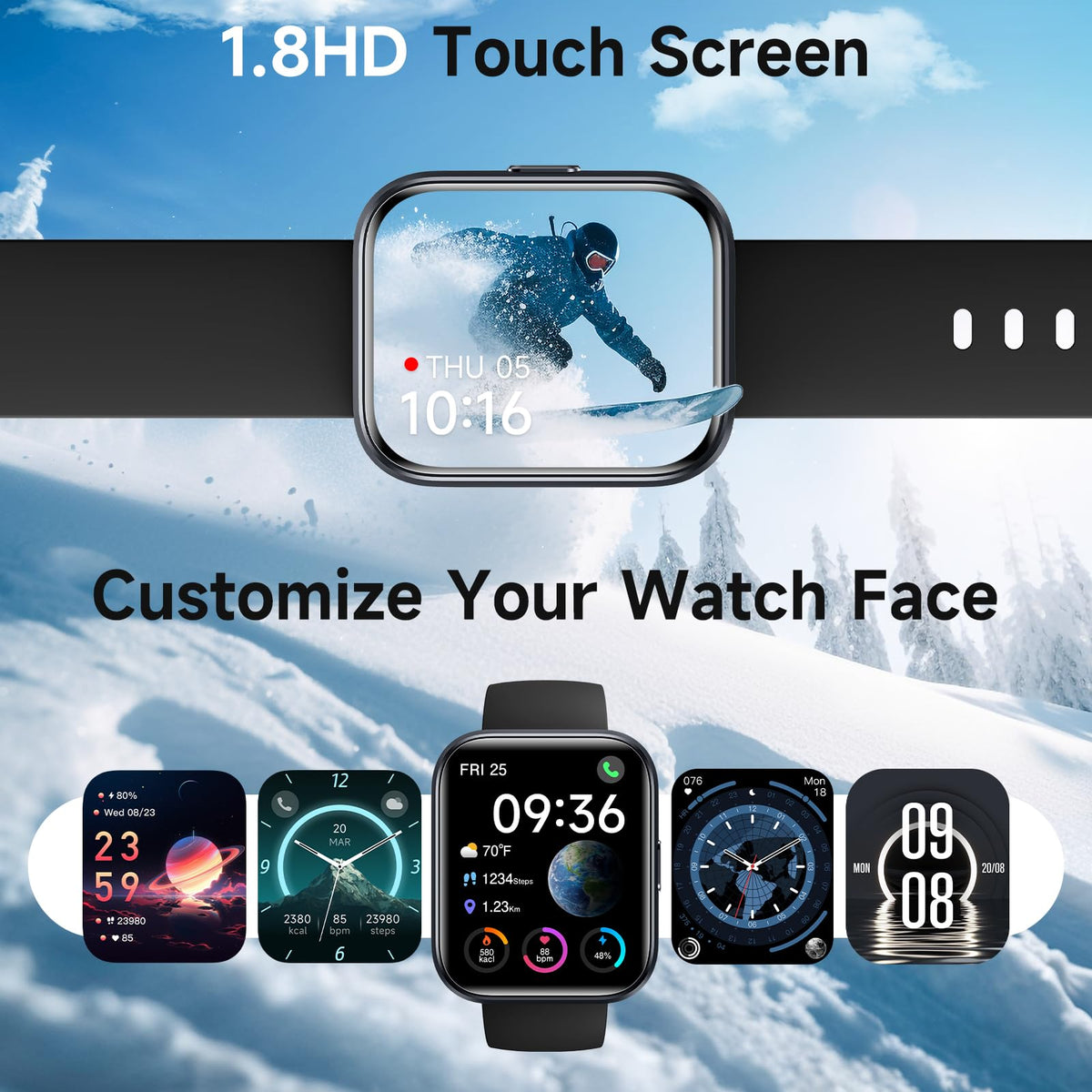 Quican Smart Watch for Women (Android/iPhone), 1.8" UHD Alexa Smart Women Watch with Calls/Messages, 3ATM 120+ Sport Modes Fitness Tracker Watch with SpO2/Heart Rate Monitor, Sleep/Activity Tracker