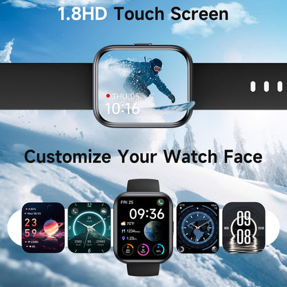 Quican Smart Watch for Women (Android/iPhone), 1.8" UHD Alexa Smart Women Watch with Calls/Messages, 3ATM 120+ Sport Modes Fitness Tracker Watch with SpO2/Heart Rate Monitor, Sleep/Activity Tracker