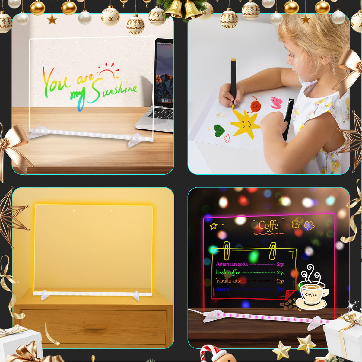 16" LED Drawing Board for Kids Birthday Gifts for Girls, Black/Yellow