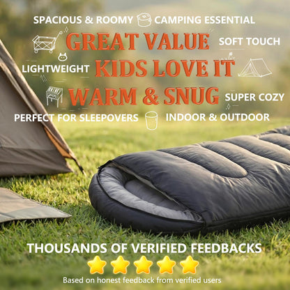 SWTMERRY Sleeping Bag for Adults, Cold Weather & Warm Plush Fleece-Lined Interior - Portable Waterproof Windproof with Compression Sack for Camping Hiking Traveling Indoor & Outdoor