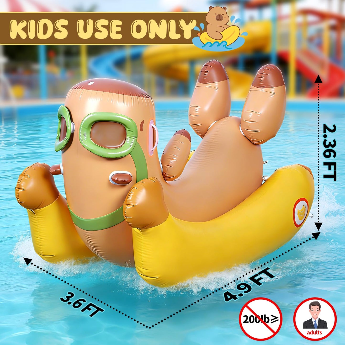 Skirfy 72" Inflatable Swimming Pool Float for Kids with Sprinkler for Yards, 3-in-1 Summer Water Toys Large Pool Raft Outdoor Party Toys