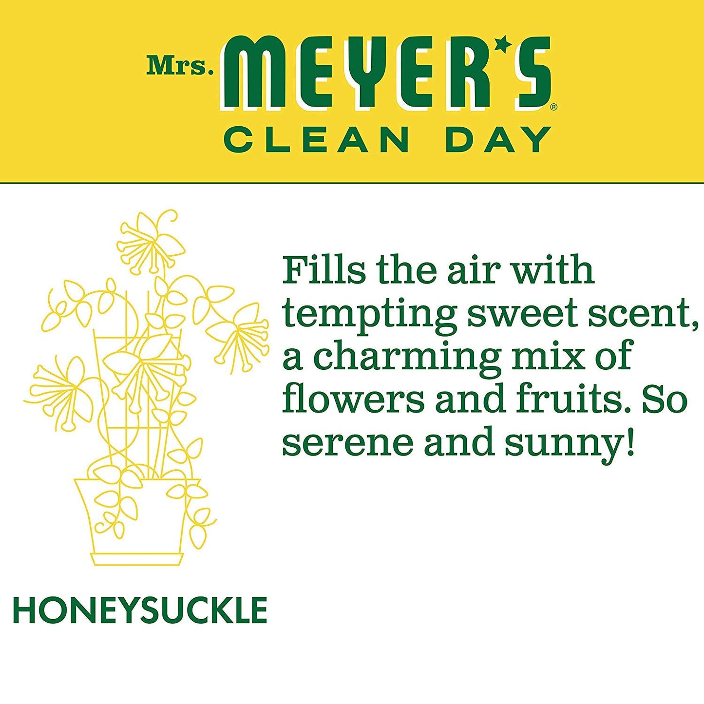 Mrs. Meyer's Clean Day Dish Soap, Cruelty Free and Biodegradable Dishwashing Liquid, Honeysuckle Scent, 474 ml Bottle
