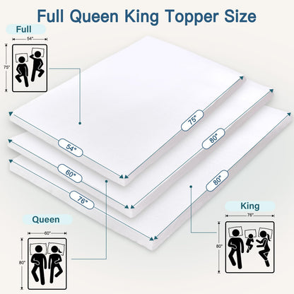 Airensky 2 Inch Memory Foam Mattress Topper, Cooling Gel Infused High Density Full (45"x75") Topper with Removable Skin-Friendly Cover, Bed Topper for Pressure Relief Back Pain, CertiPUR-US Certified
