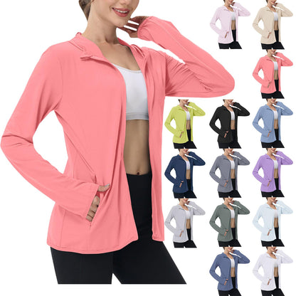 Women's UPF 50+ Sun Protection Jacket Full Zip Lightweight Long Sleeve Athletic Hoodies Quick Dry Outdoor Shirt 2026 Watermelon Red