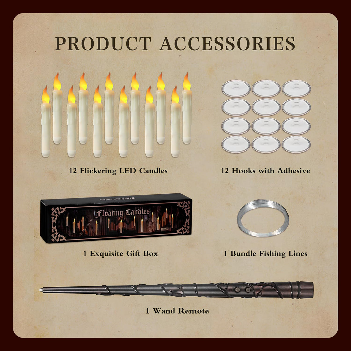 Halloween Decorations, 12PCS Floating Candles with Magic Wand Remote, Battery Operated Flameless LED Candles Halloween Decor for Halloween Spooky Theme Indoor Outdoor Décoration, Warm Light