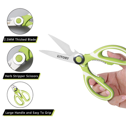 Kitory Kitchen Shears - Ultra Sharp Premium Scissors with Sheath - Heavy Duty Poultry Shears-Nut Cracker-Bottle Opener- Multi Purpose Scissors，2024 Gifts for Women and Men
