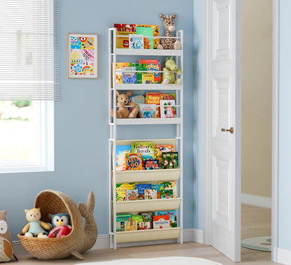 HAVLOTII Kids Bookshelf - 6-Tier Wall Mounted Book Shelf for Kids Rooms, Modern Style, Childrens Bookcases