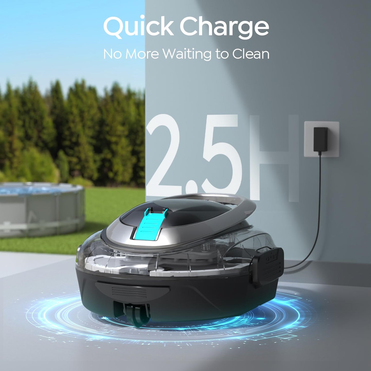 Cordless Robotic Pool Cleaner S2 with 90-Min Runtime, Ebony