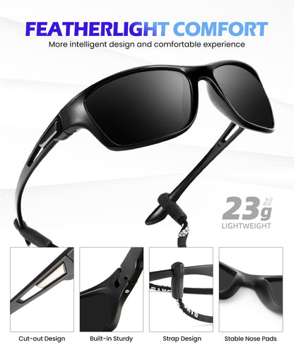 CIFOYA Polarized Sunglasses-for-Men Sports Mens-Sunglasses: Sport Sun Glasses with UV400 for Golf Driving Fishing Cycling