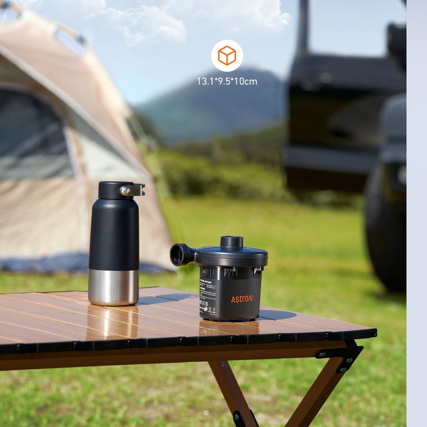 AstroAI Portable Air Pump for Inflator/Deflator - 110V AC/12V DC Air Mattress Pump, Electric Air Pump with 3 Nozzles, Suitable for Outdoor Camping Air Bed, Pool Toys, Swimming Ring