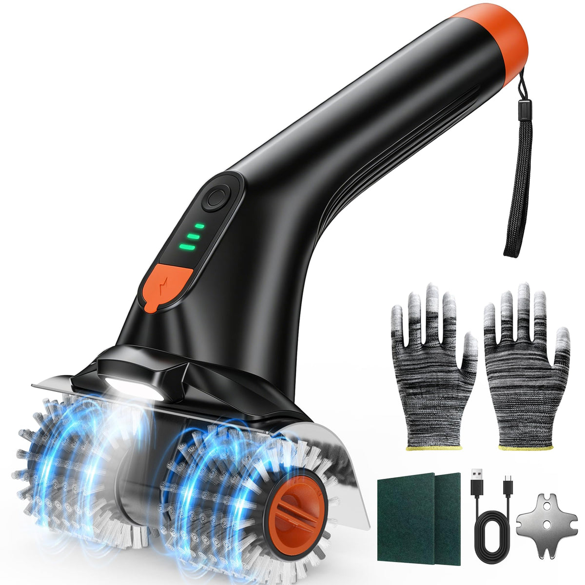 iFunSky Electric Grill Brush, Ultra-High 80W Power Dual-Head Cordless Rechargeable Grill Cleaner with 2.5H Fast Charge, Heat-Resistant, Waterproof, Anti-Splatter, BBQ Grill Brush, Black